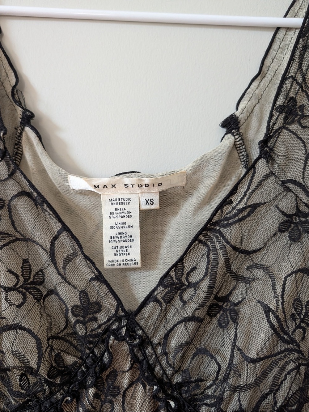 Max Studio Black Lace Overlay Nude/Tan Chemise Slip - Picture 3 of 7